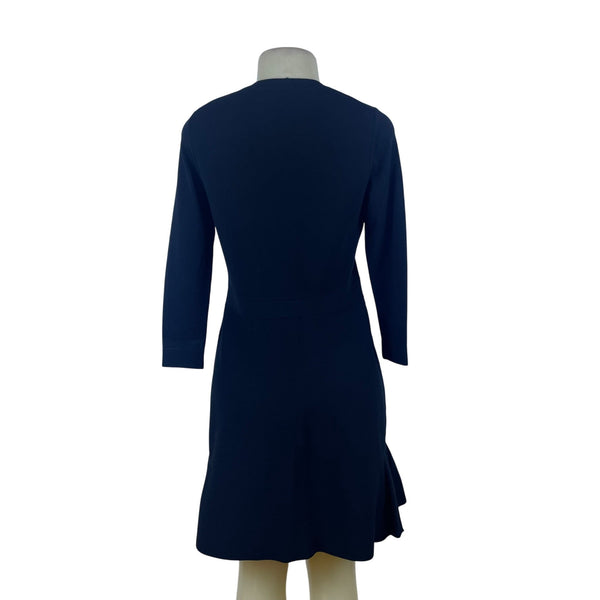 Ann Taylor Women's Black Long Sleeve A-Line Ruffle Hem Dress Size M