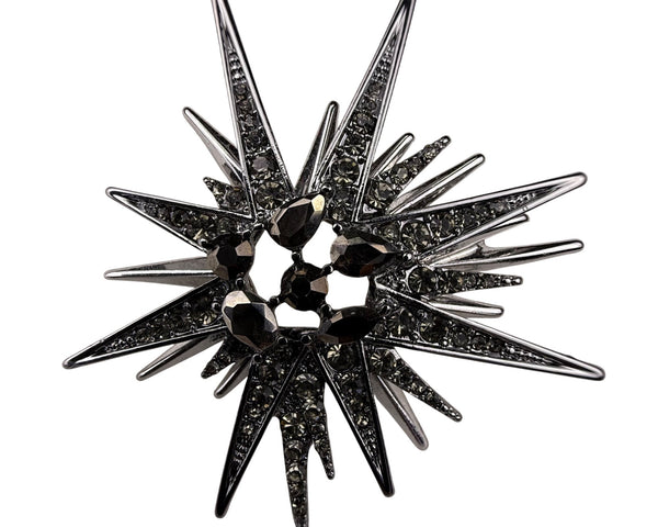 Anne Klein Womens Silver-Tone Starburst Rhinestone Brooch Pin Sparkling Design