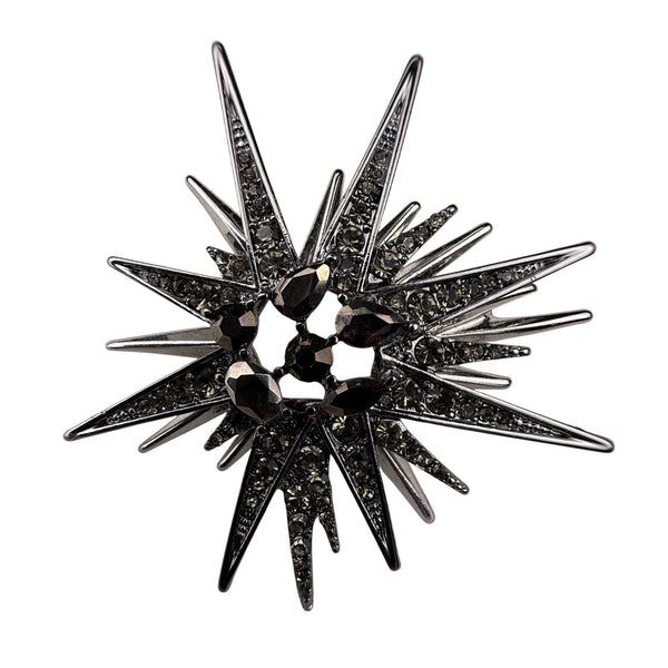 Anne Klein Womens Silver-Tone Starburst Rhinestone Brooch Pin Sparkling Design
