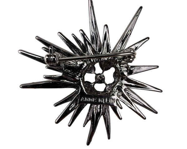 Anne Klein Womens Silver-Tone Starburst Rhinestone Brooch Pin Sparkling Design