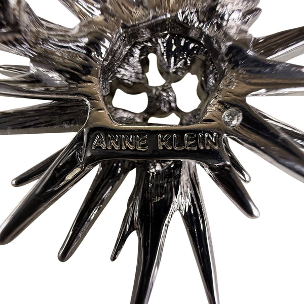 Anne Klein Womens Silver-Tone Starburst Rhinestone Brooch Pin Sparkling Design