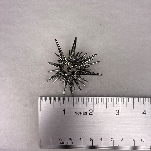 Anne Klein Womens Silver-Tone Starburst Rhinestone Brooch Pin Sparkling Design