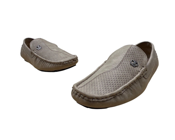 Bruno Marc Mens Beige Faux Leather Silver Accent Slip-On Flat Loafers Sz 9 - New