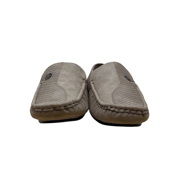 Bruno Marc Mens Beige Faux Leather Silver Accent Slip-On Flat Loafers Sz 9 - New
