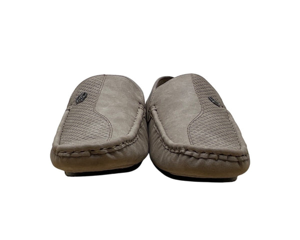 Bruno Marc Mens Beige Faux Leather Silver Accent Slip-On Flat Loafers Sz 9 - New