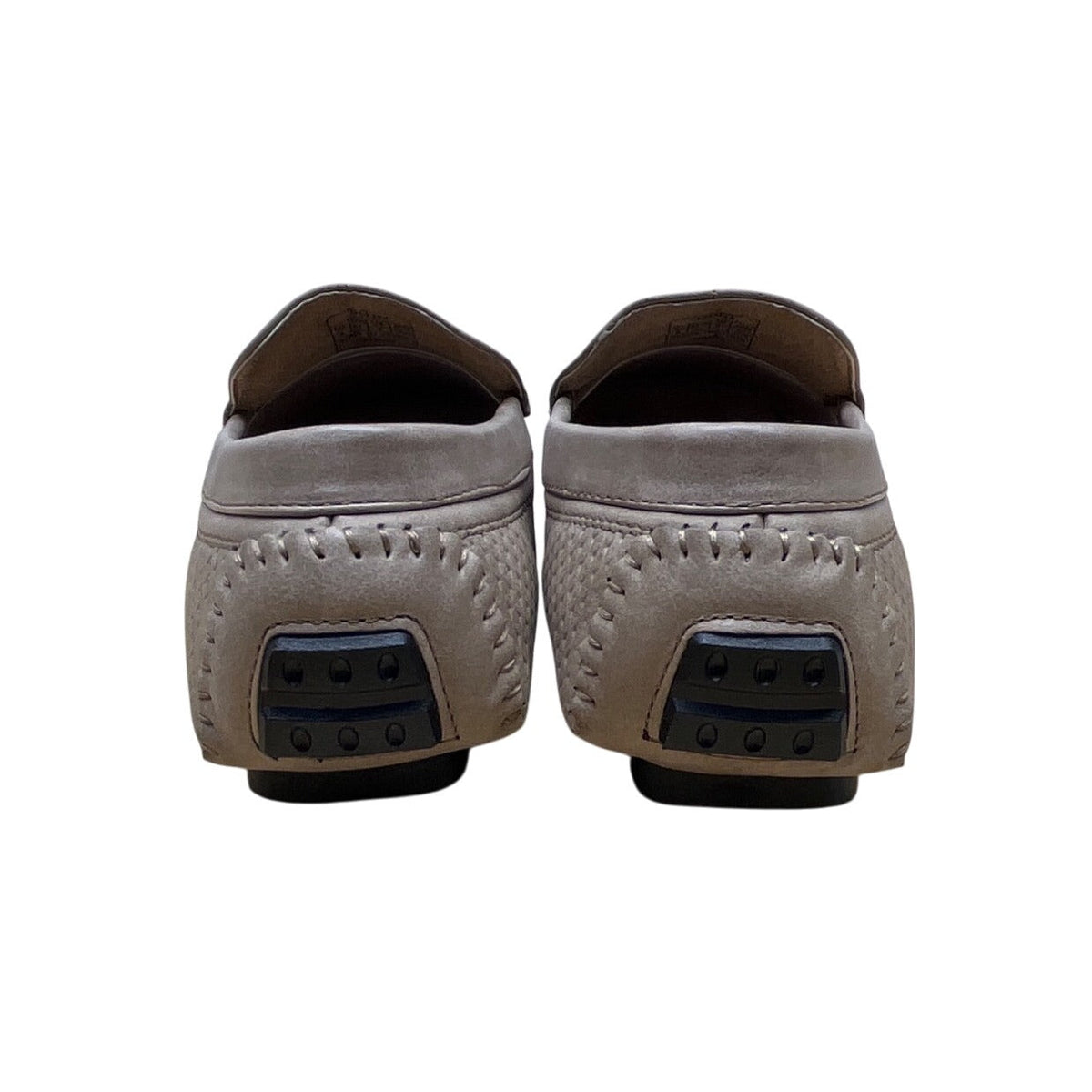 Bruno Marc Mens Beige Faux Leather Silver Accent Slip-On Flat Loafers Sz 9 - New
