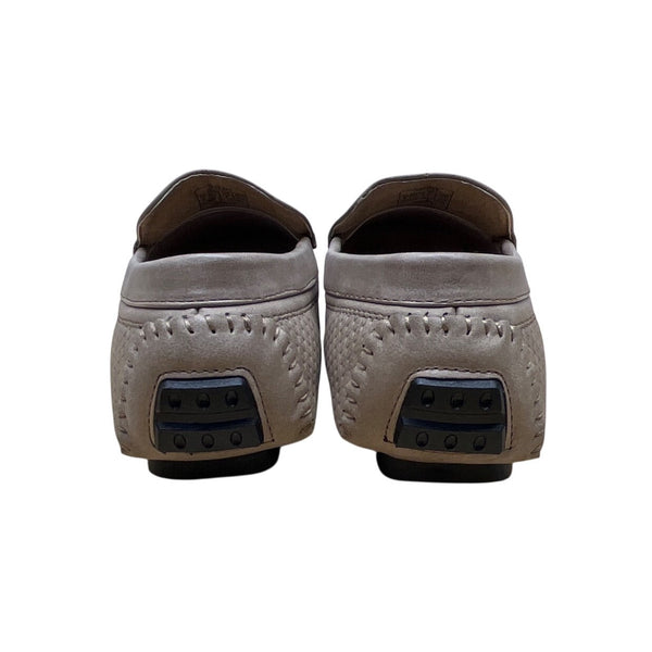 Bruno Marc Mens Beige Faux Leather Silver Accent Slip-On Flat Loafers Sz 9 - New