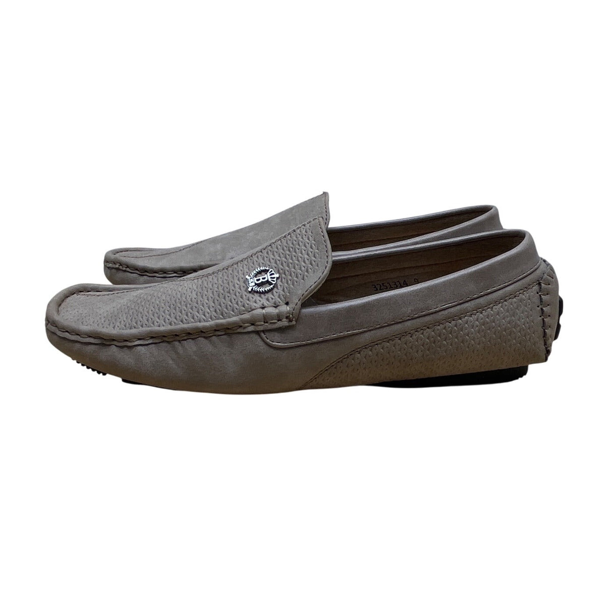 Bruno Marc Mens Beige Faux Leather Silver Accent Slip-On Flat Loafers Sz 9 - New