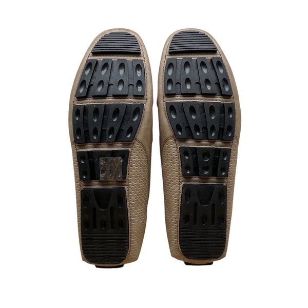 Bruno Marc Mens Beige Faux Leather Silver Accent Slip-On Flat Loafers Sz 9 - New
