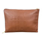 Levenger Vintage Tan Leather Slim Laptop Sleeve With Zipper Closure & Inner Pocket