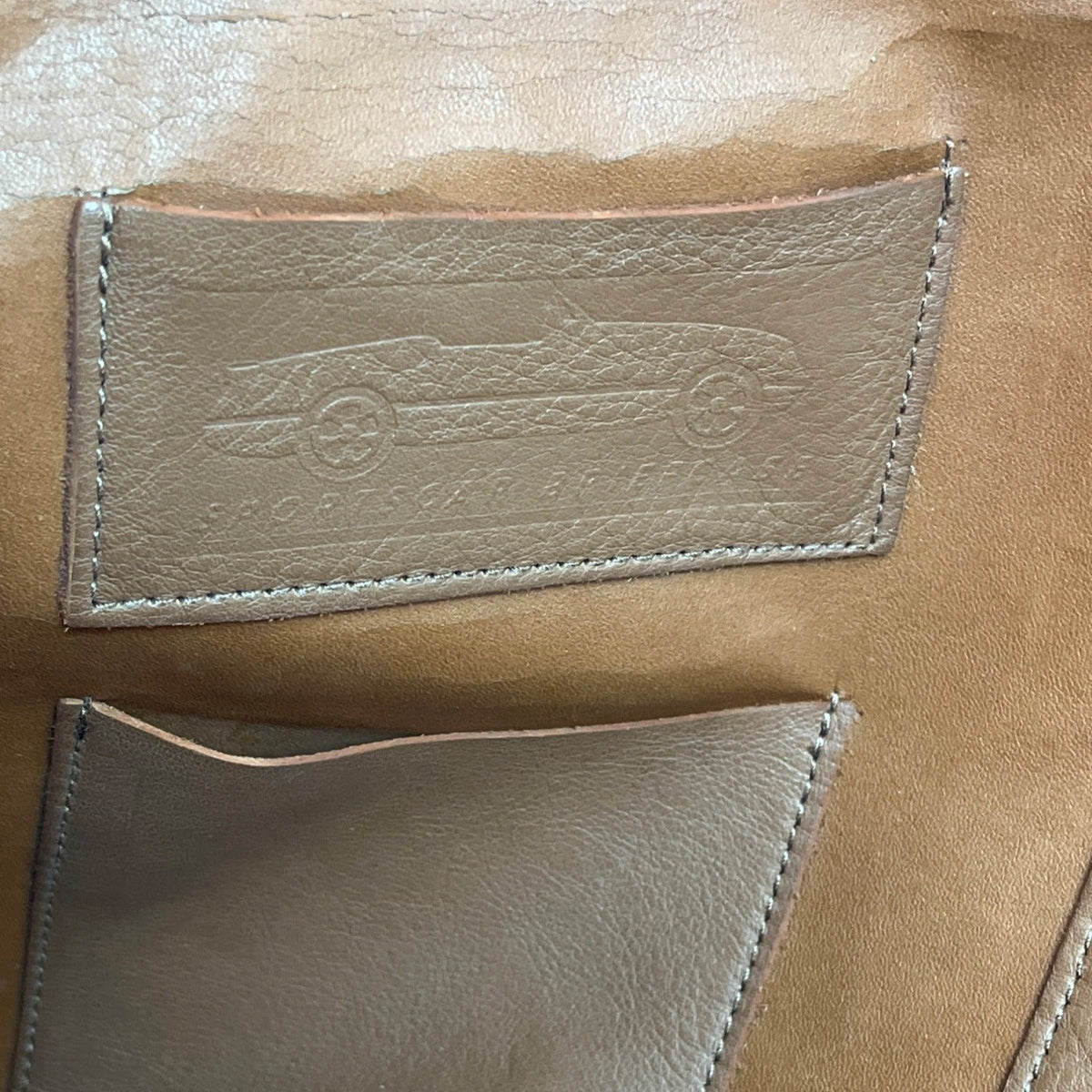 Levenger Vintage Tan Leather Slim Laptop Sleeve With Zipper Closure & Inner Pocket