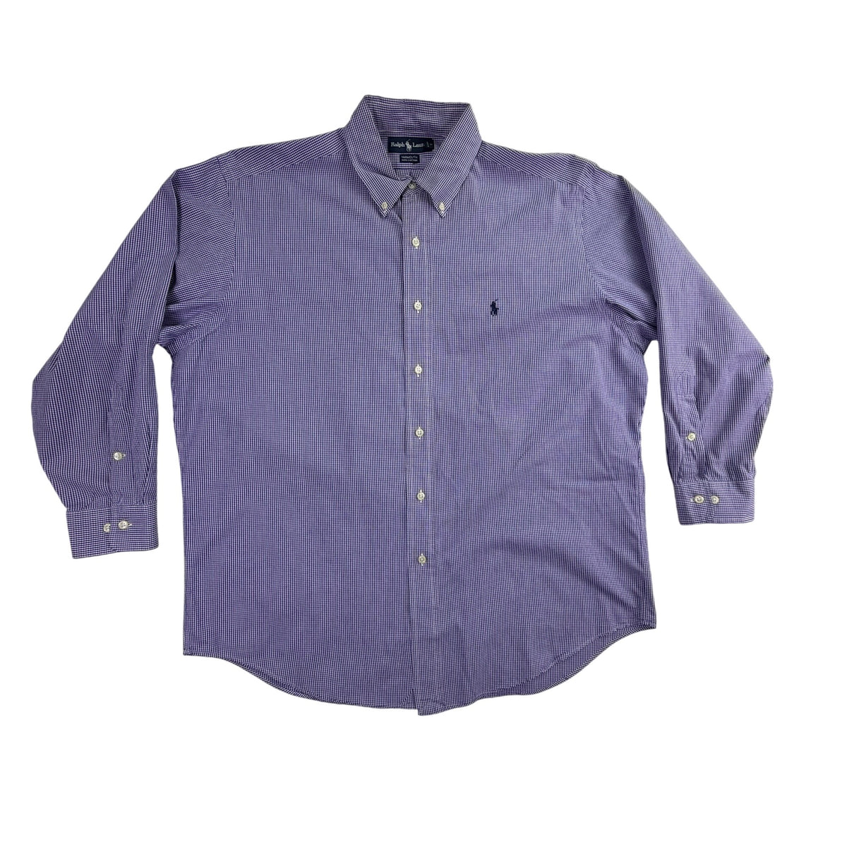 Ralph Lauren Mens Blue Cotton Button-Down Yarmouth Checked Shirt Size 16 1/2