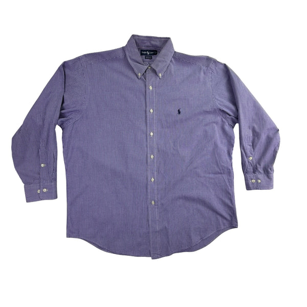 Ralph Lauren Mens Blue Cotton Button-Down Yarmouth Checked Shirt Size 16 1/2