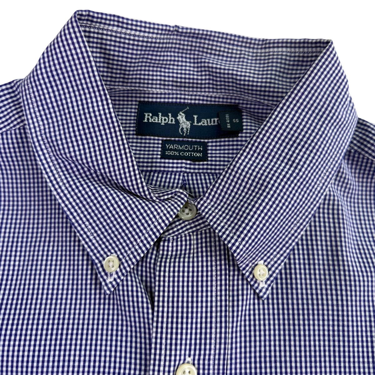 Ralph Lauren Mens Blue Cotton Button-Down Yarmouth Checked Shirt Size 16 1/2