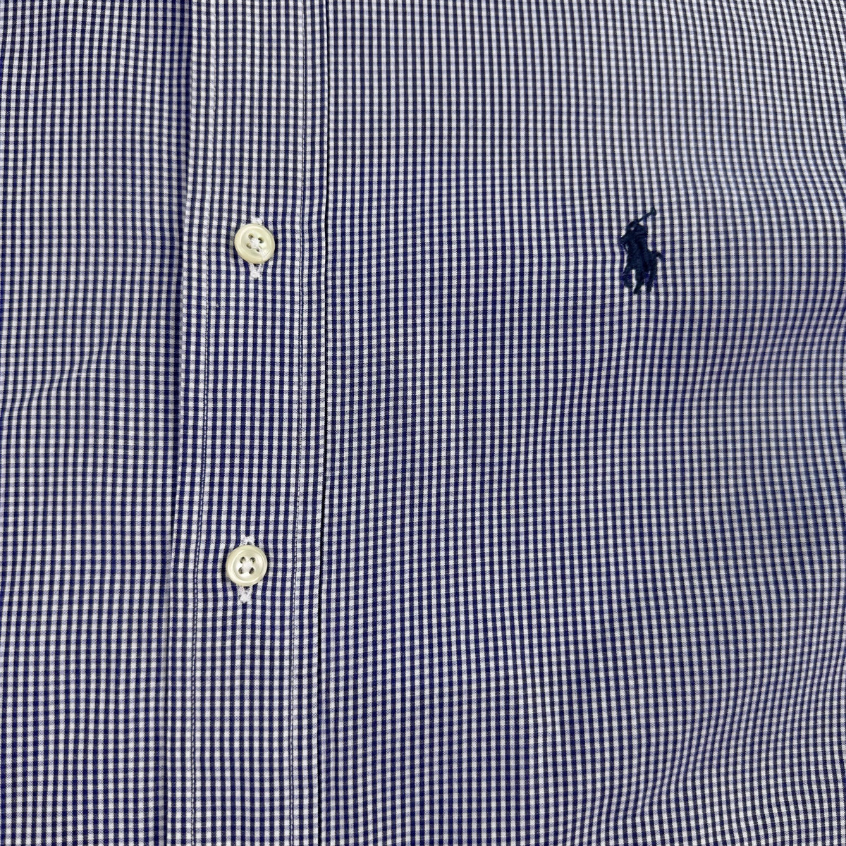 Ralph Lauren Mens Blue Cotton Button-Down Yarmouth Checked Shirt Size 16 1/2