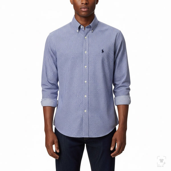 Ralph Lauren Mens Blue Cotton Button-Down Yarmouth Checked Shirt Size 16 1/2