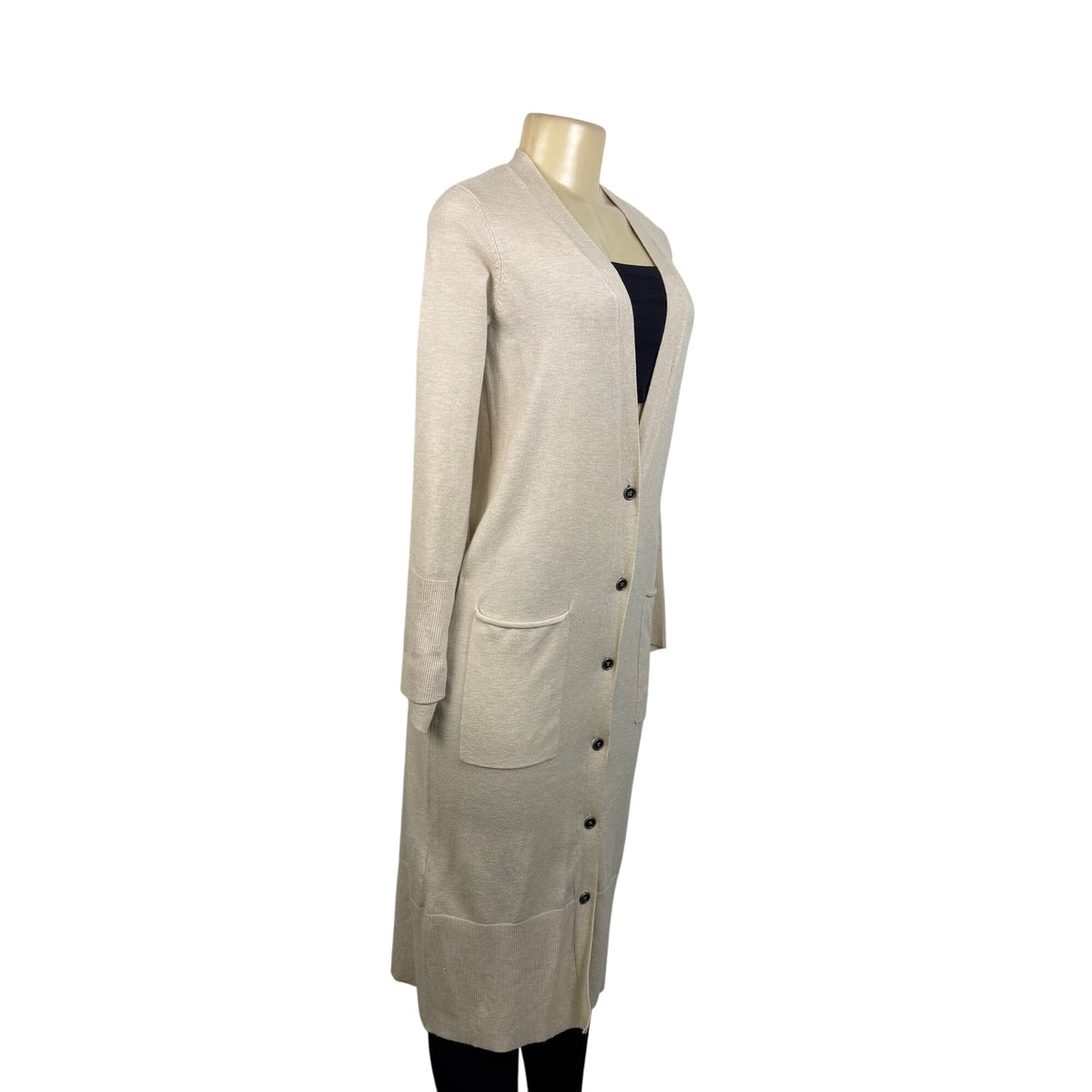 Jessica Simpson Womens Beige Knit Longline Cardigan With Buttons & Pockets Sz M