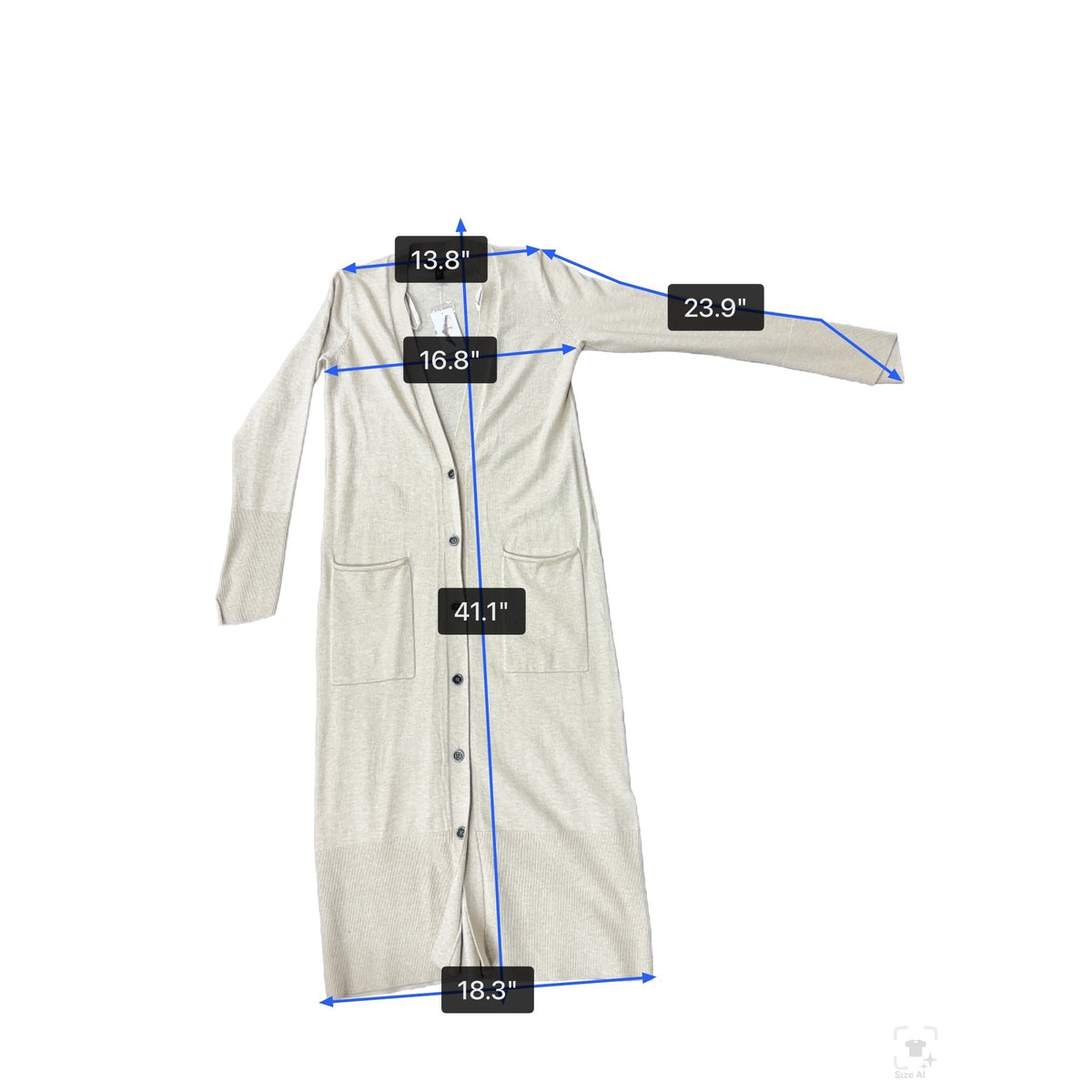 Jessica Simpson Womens Beige Knit Longline Cardigan With Buttons & Pockets Sz M