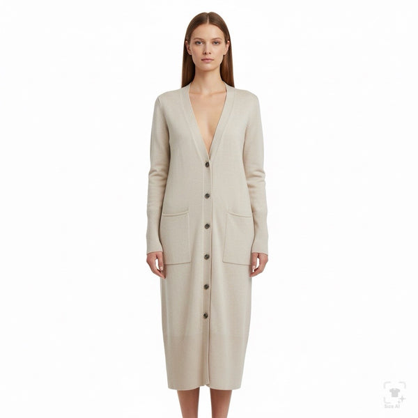 Jessica Simpson Womens Beige Knit Longline Cardigan With Buttons & Pockets Sz M