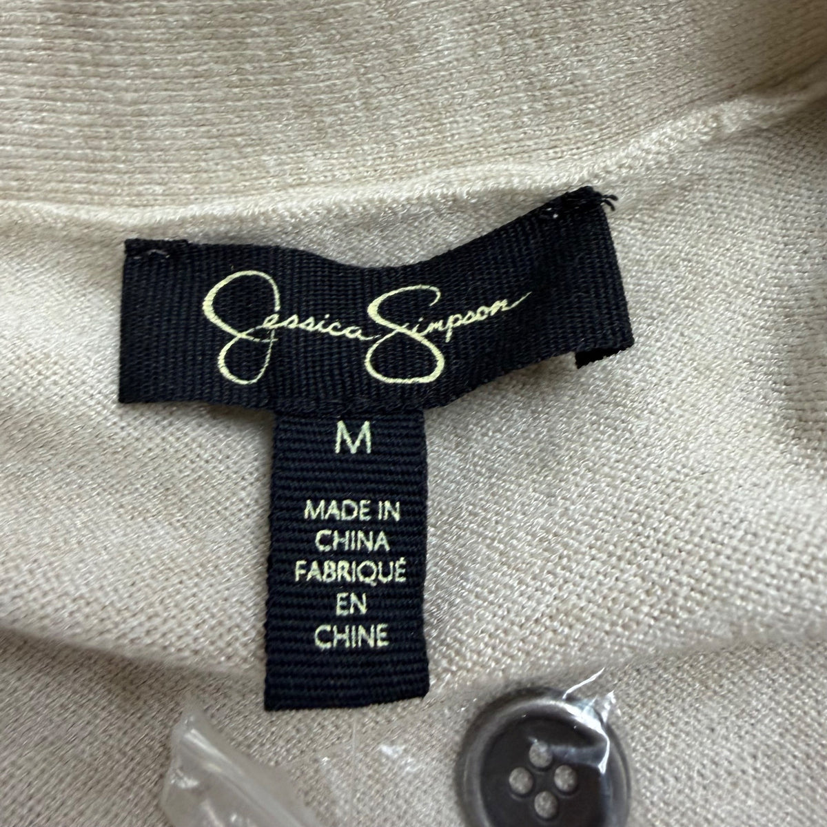 Jessica Simpson Womens Beige Knit Longline Cardigan With Buttons & Pockets Sz M