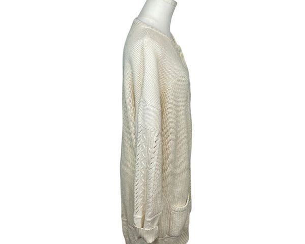 Bern Conrad Cream Cable Knit Cardigan With Pockets & Button Closure Sz M