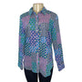 Talbots Women's Patchwork Tulip Print Button-Up Shirt M 100% Cotton Long Sleeve