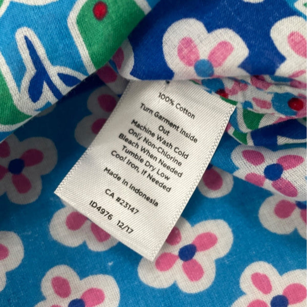 Talbots Women's Patchwork Tulip Print Button-Up Shirt M 100% Cotton Long Sleeve