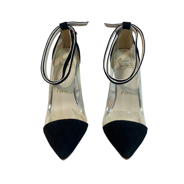 Christian Louboutin Clear and Black Suede Bis Un Bout Pump Sz 40 (US 9)
