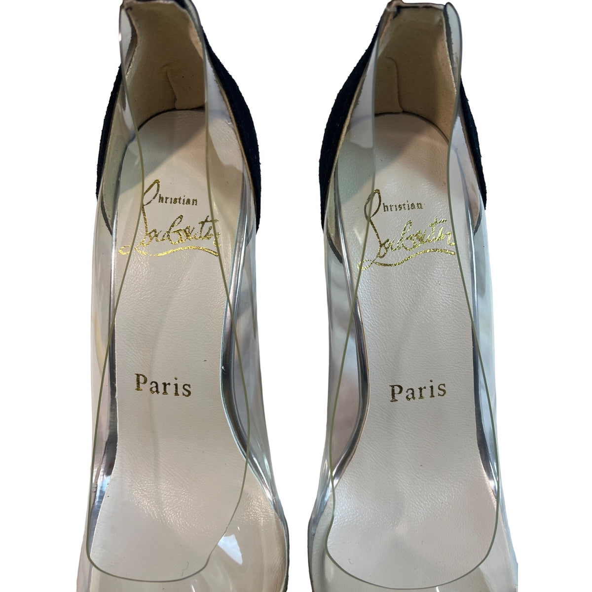 Christian Louboutin Clear and Black Suede Bis Un Bout Pump Sz 40 (US 9)