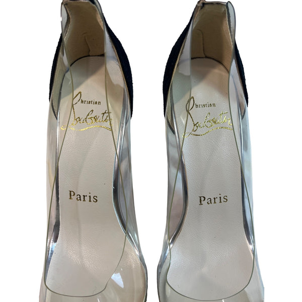 Christian Louboutin Clear and Black Suede Bis Un Bout Pump Sz 40 (US 9)