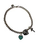 Tiffany & Co. AG925 Women's Silver Tone Beaded Charm Bracelet With Heart & Cross Charms