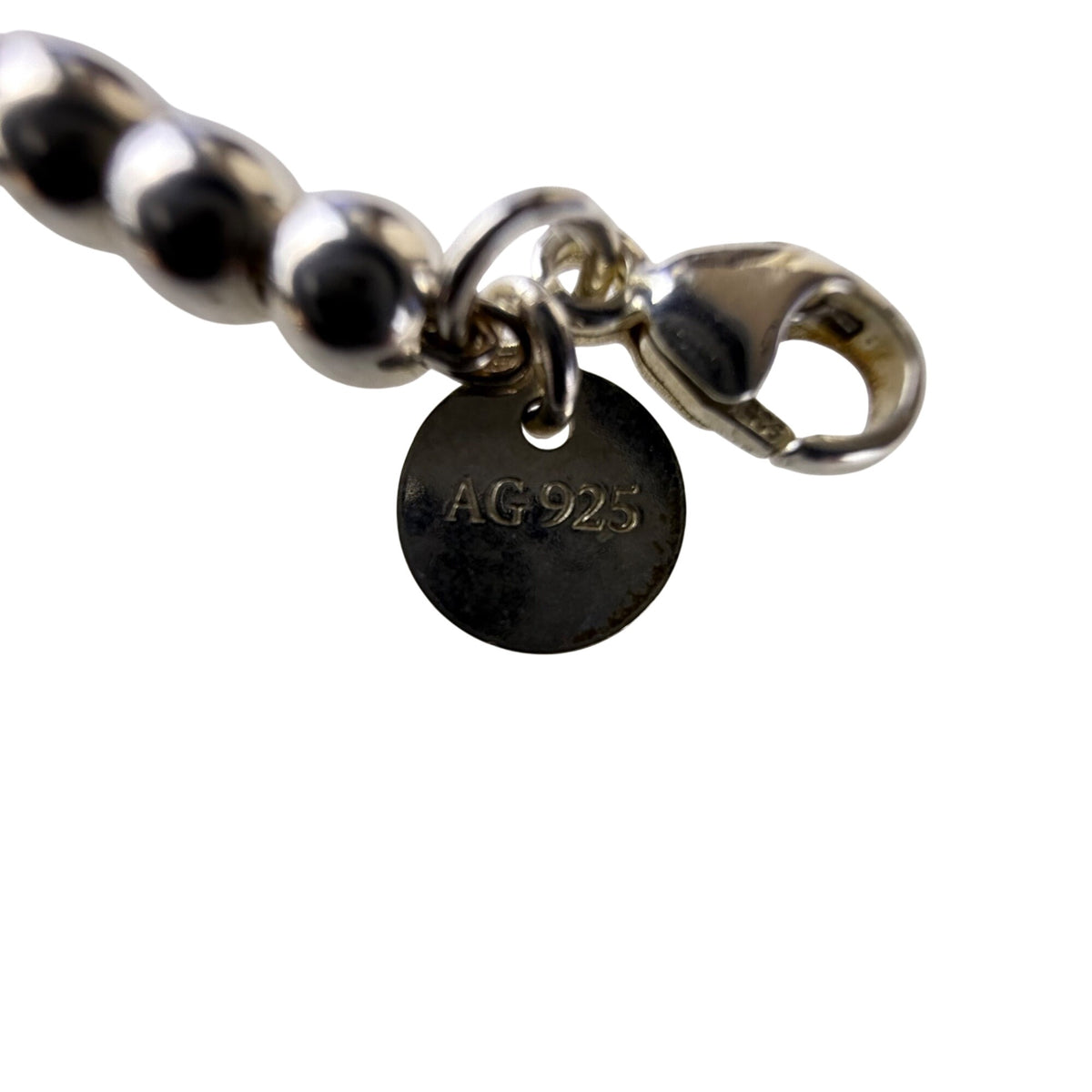 Tiffany & Co. AG925 Women's Silver Tone Beaded Charm Bracelet With Heart & Cross Charms