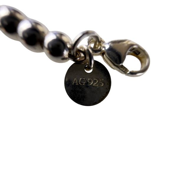 Tiffany & Co. AG925 Women's Silver Tone Beaded Charm Bracelet With Heart & Cross Charms