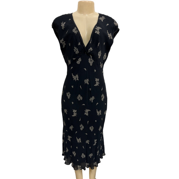 Jones New York Women's Black Floral Art Empire Waist Maxi Dress Sz 14