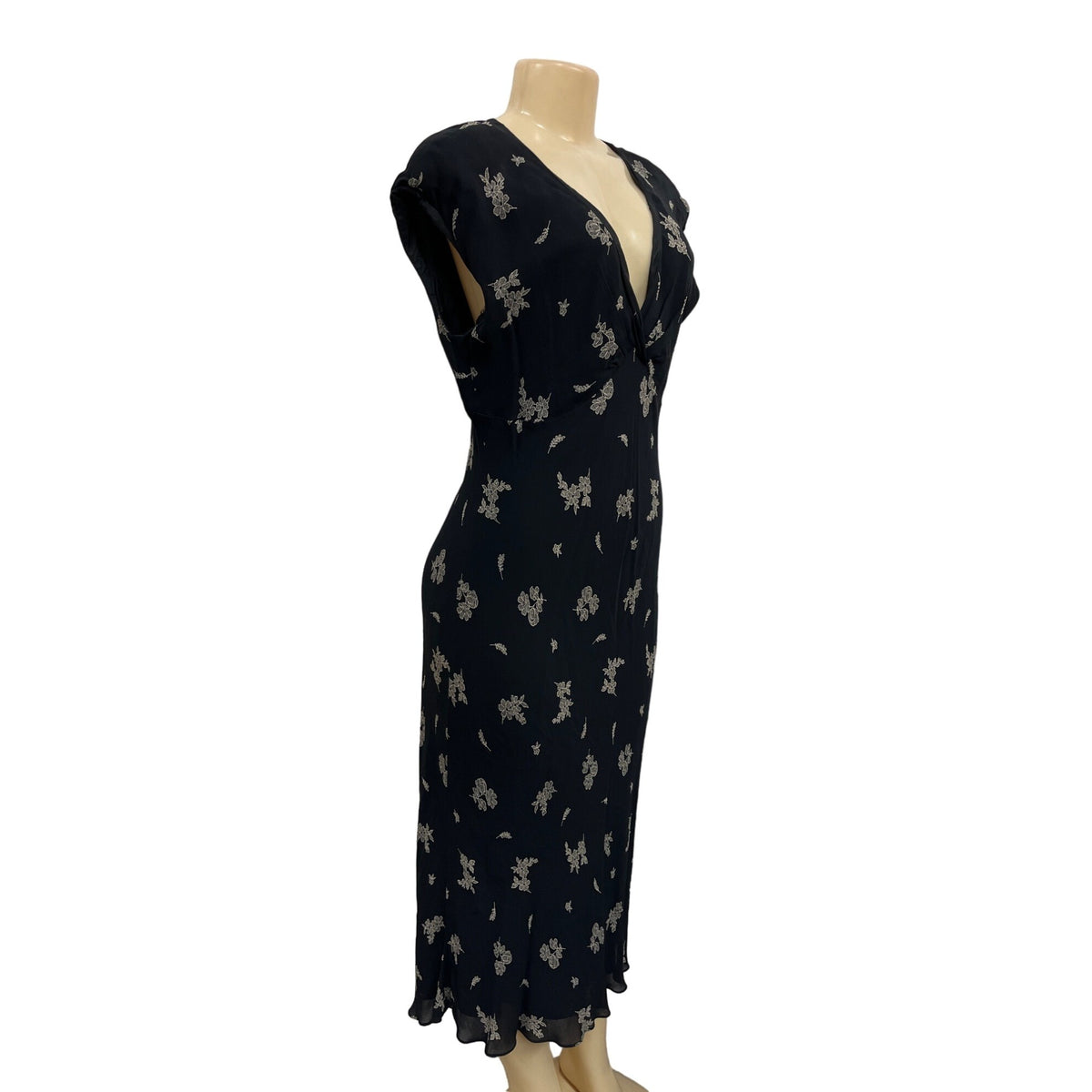 Jones New York Women's Black Floral Art Empire Waist Maxi Dress Sz 14