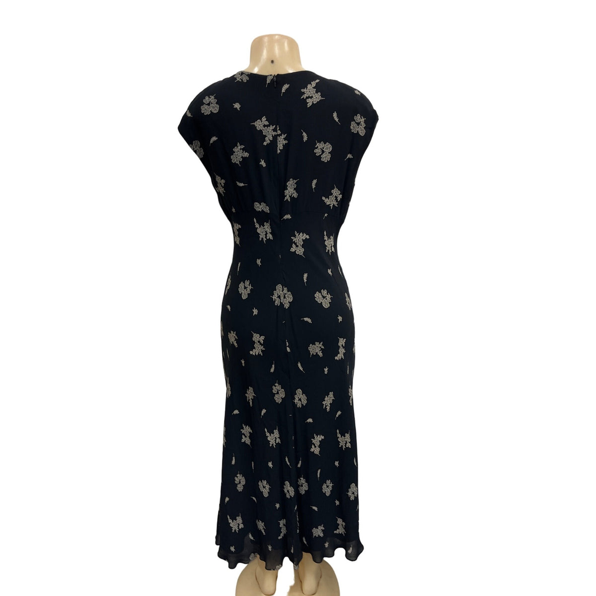 Jones New York Women's Black Floral Art Empire Waist Maxi Dress Sz 14