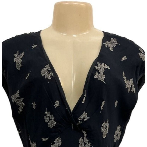 Jones New York Women's Black Floral Art Empire Waist Maxi Dress Sz 14