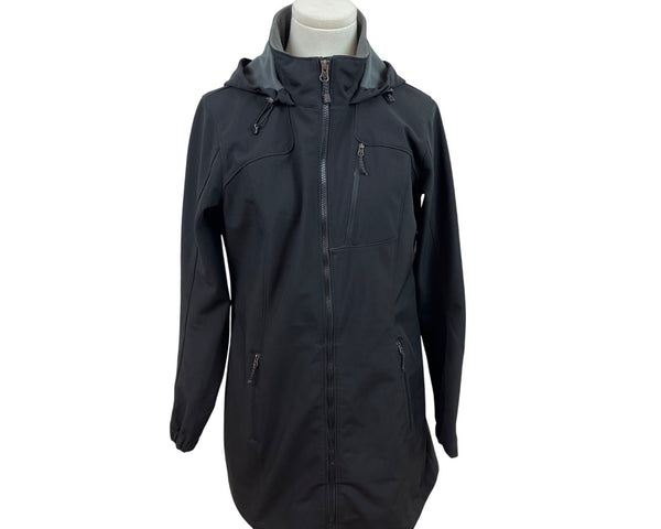 Eddie Bauer Womens Black Hooded Full-Zip Softshell Jacket With Pockets Szize M