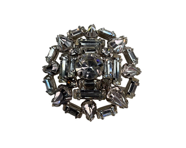 Weiss Vintage Pin Brooch Crystal Rhinestones Silver Tone Art Deco Costume Jewelry