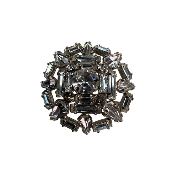 Weiss Vintage Pin Brooch Crystal Rhinestones Silver Tone Art Deco Costume Jewelry