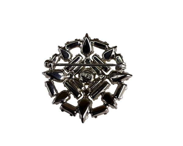 Weiss Vintage Pin Brooch Crystal Rhinestones Silver Tone Art Deco Costume Jewelry