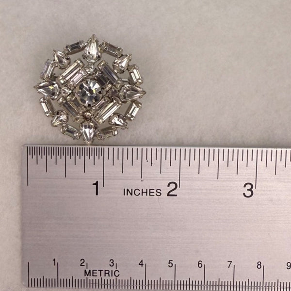 Weiss Vintage Pin Brooch Crystal Rhinestones Silver Tone Art Deco Costume Jewelry