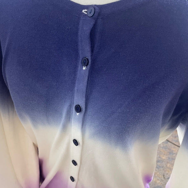 Talbots Womens Blue & Purple Ombré Cardigan Lightweight Knit Long Sleeve Size LP