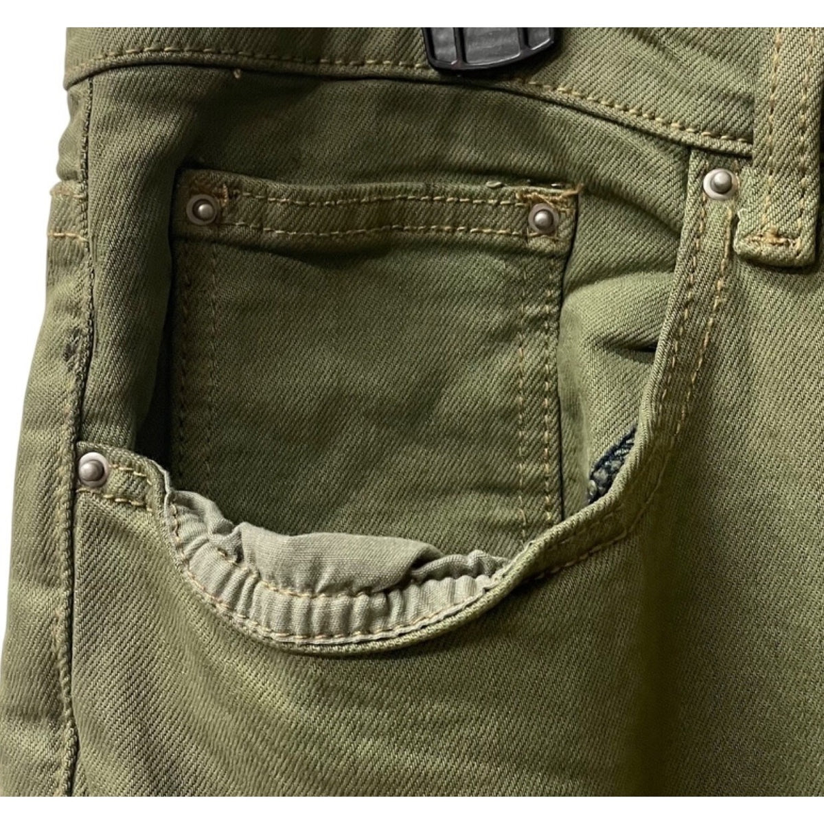 Military-Inspired Mens Green & Black Cotton Blend Cargo Pants Size 36 Ombre Fade Slim Fit
