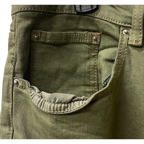 Military-Inspired Mens Green & Black Cotton Blend Cargo Pants Size 36 Ombre Fade Slim Fit