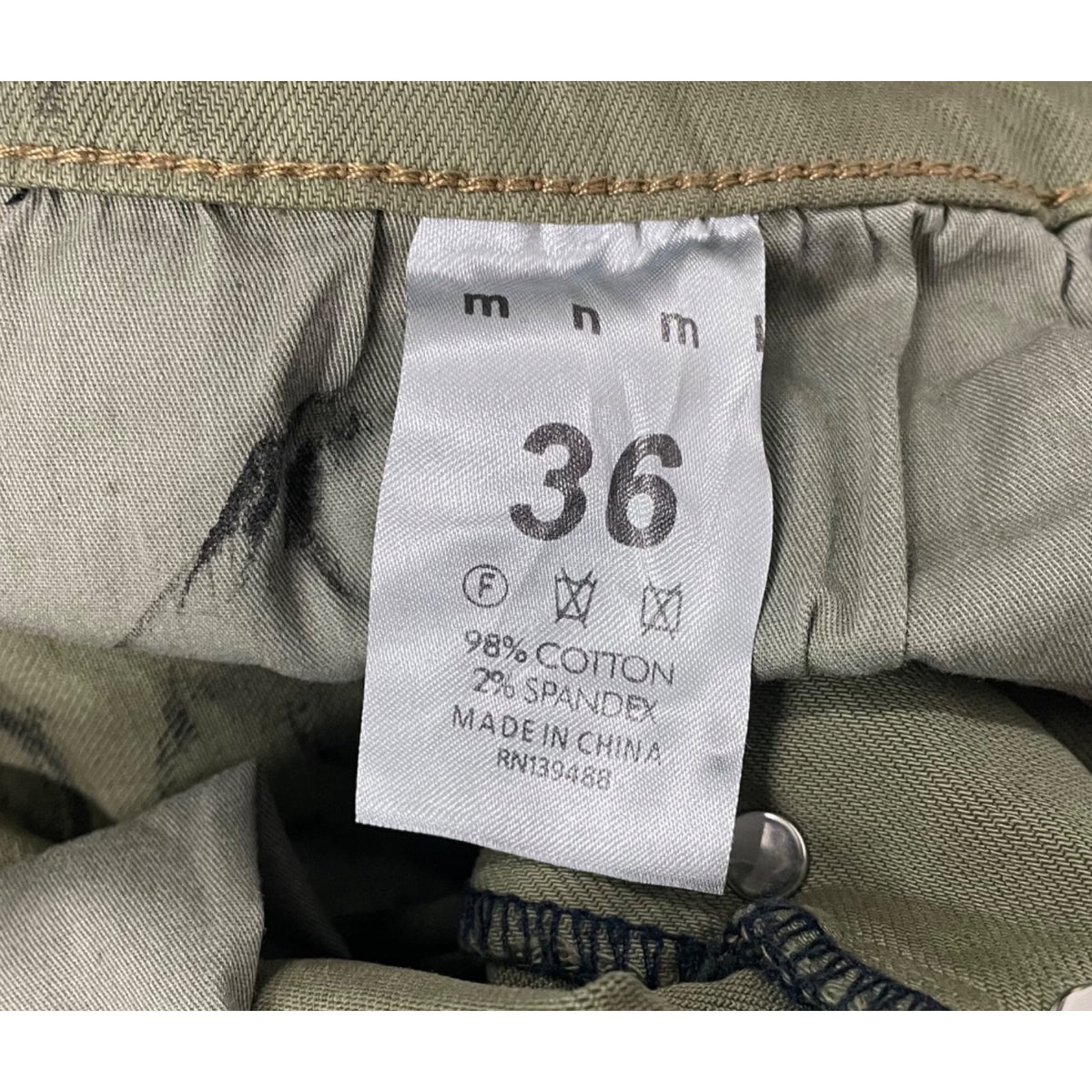 Military-Inspired Mens Green & Black Cotton Blend Cargo Pants Size 36 Ombre Fade Slim Fit