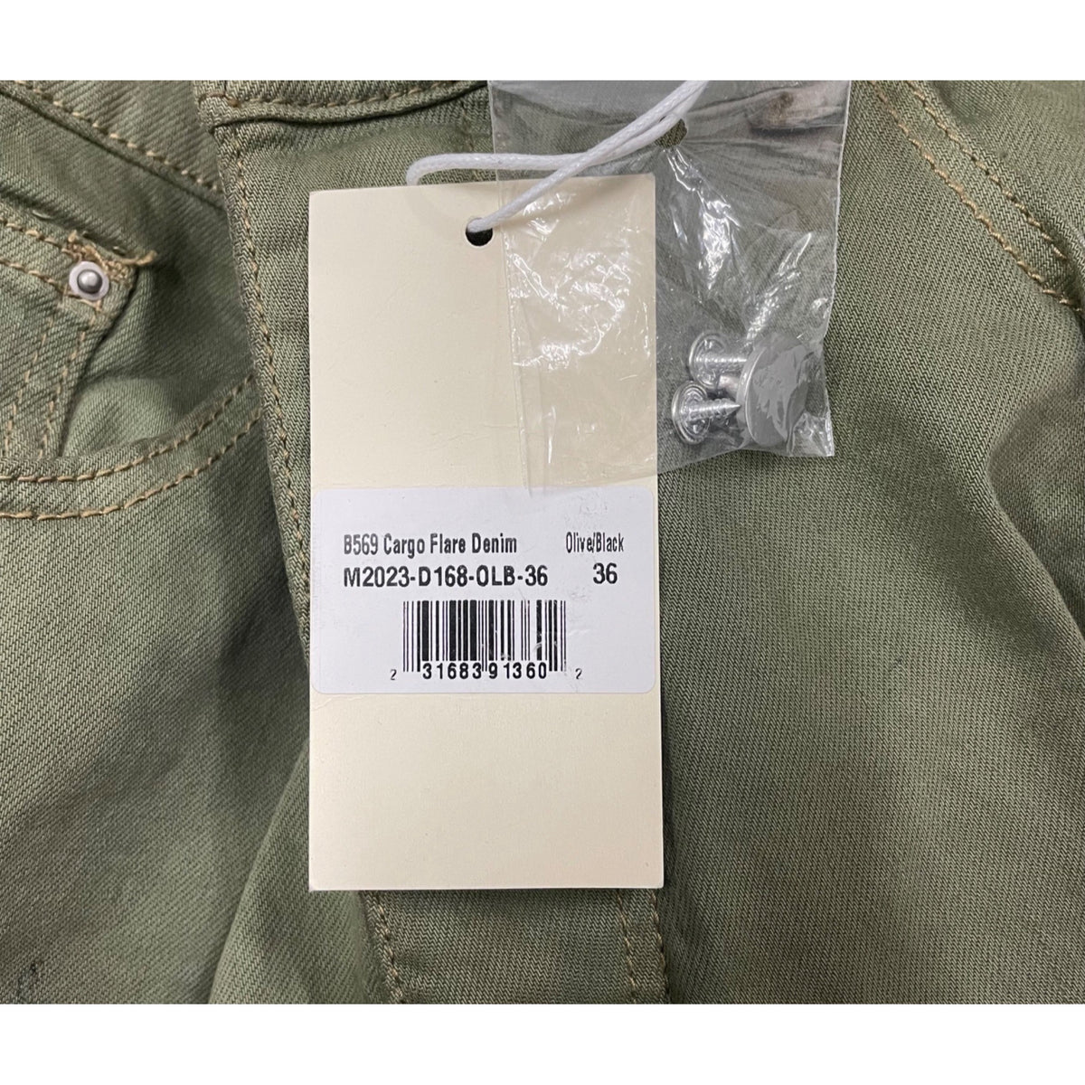 Military-Inspired Mens Green & Black Cotton Blend Cargo Pants Size 36 Ombre Fade Slim Fit