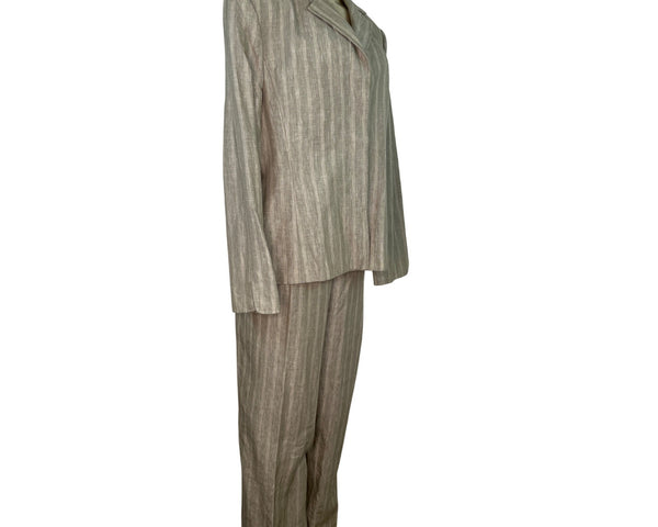 Ellen Tracy Womens Beige Striped  2-Piece Suit With Blazer & Pants Size 16 -New