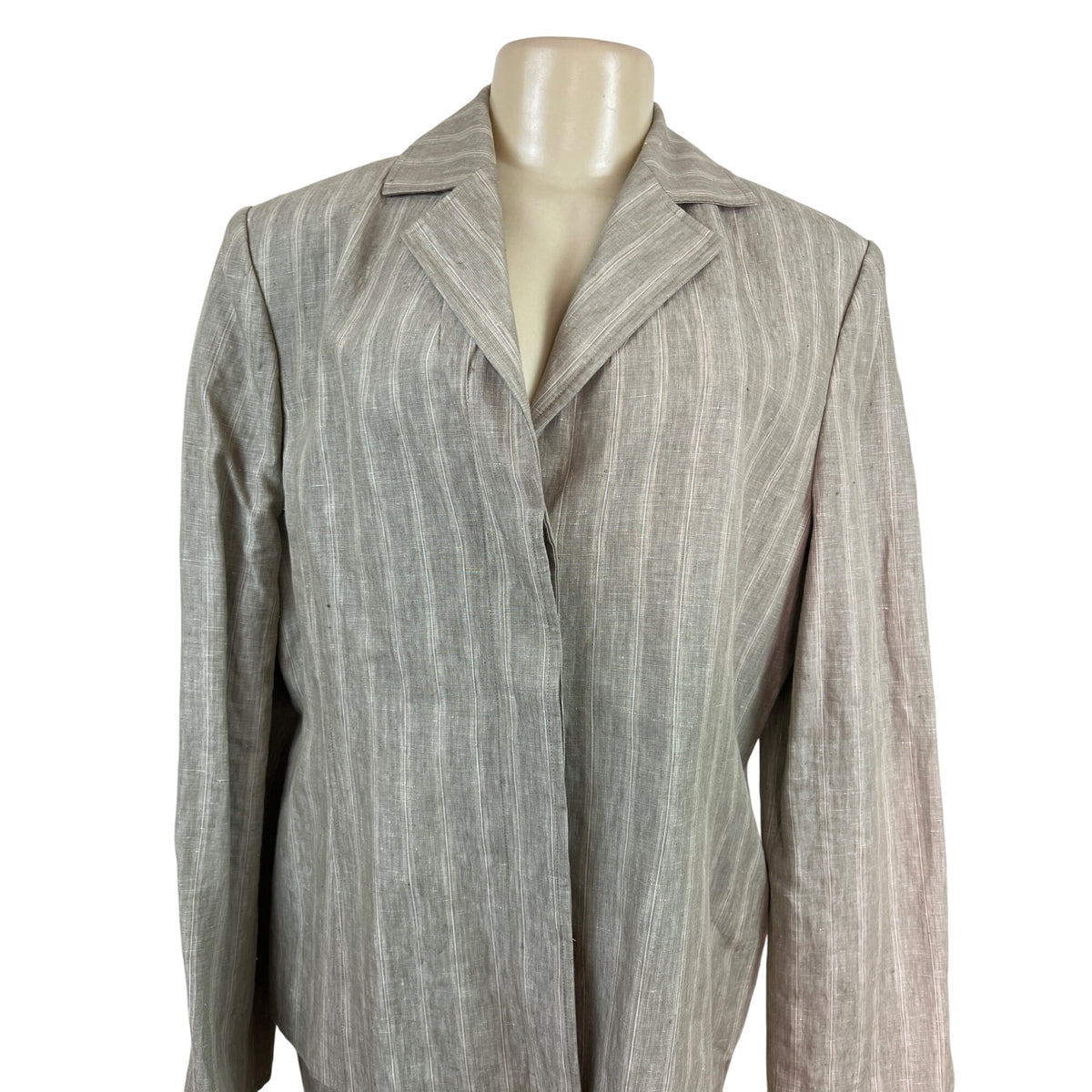 Ellen Tracy Womens Beige Striped  2-Piece Suit With Blazer & Pants Size 16 -New