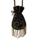 Vintage Handmade Women's Drawstring Beaded Purse Bag Sz S
